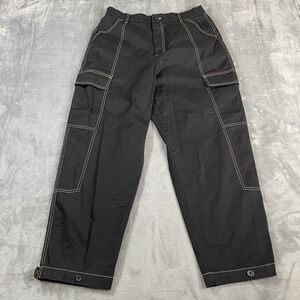 The Drop Womens Cargo Pants Black Lg Contrast Stitch Baggy High Waist Streetwear